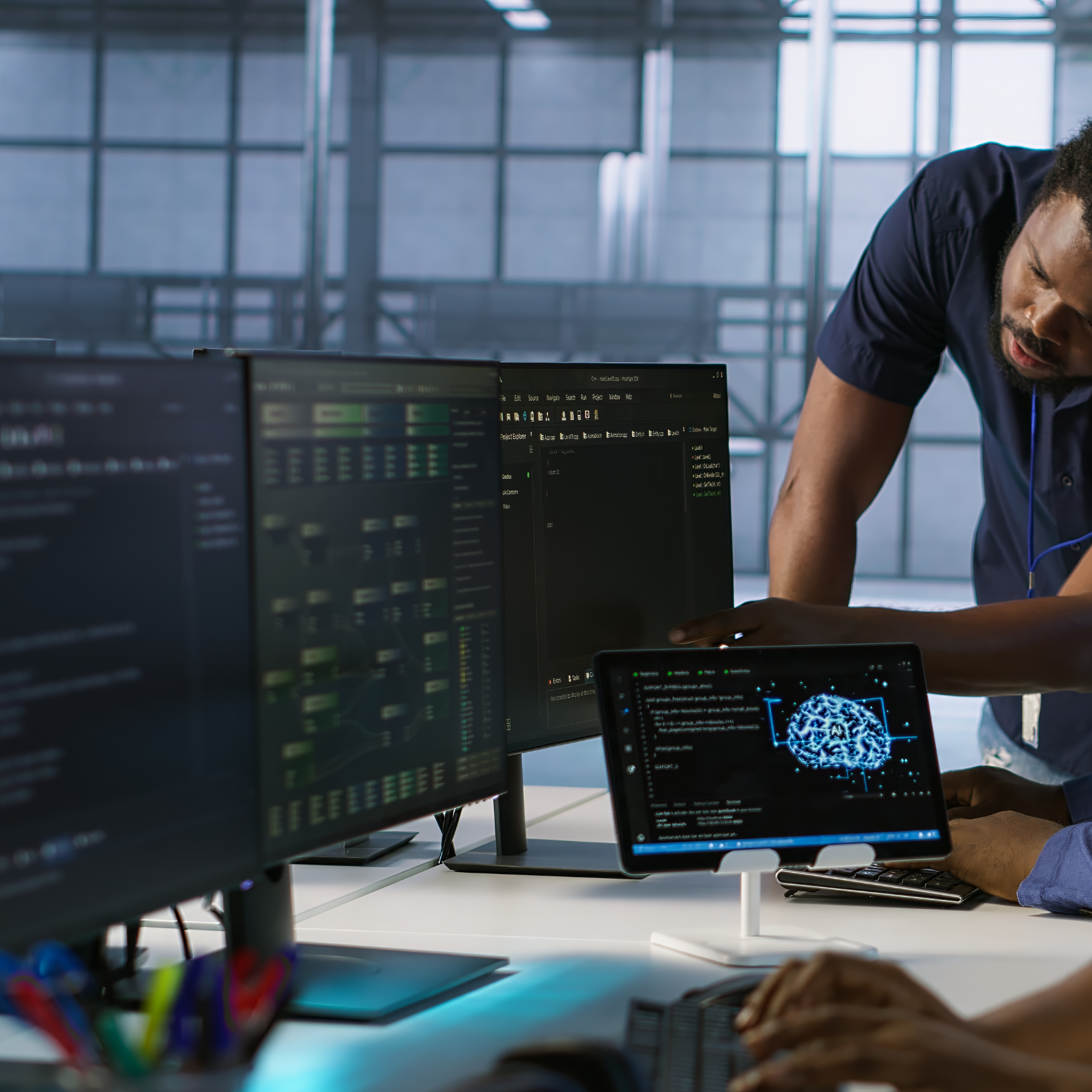 Developer coding at a desk